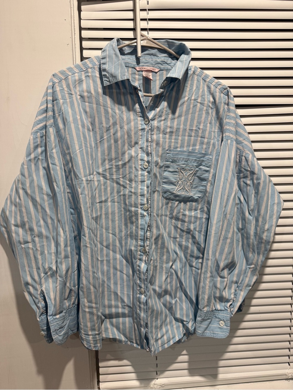 Victoria's Secret Light Blue & White Striped Men's Button-Down Shirt